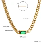 Royal Emerald Accent Chain Necklace – Non-Tarnish Stainless Steel - Image 2