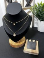 Non-Tarnish Stainless Steel Moon & Star Jewelry Set – Gold/Black - Image 2