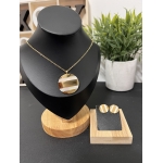 Non-Tarnish Stainless Steel Jewelry Set – Golden Striped Edition