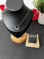 Non-Tarnish Stainless Steel Moon & Star Jewelry Set – Gold/Black - Image 2