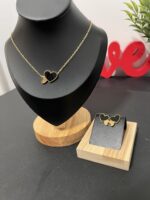 Non-tarnish stainless steel jewelry set with elegant double hearts - Image 2