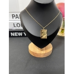 Gold Stainless Steel Engraved Pendant Necklace
