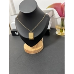 Gold Stainless Steel Engraved Pendant Necklace - Image 2