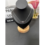 Stainless steel non-tarnish horizontal bar pendant with three crystal accents necklace - Image 4