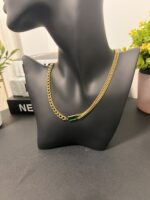Royal Emerald Accent Chain Necklace – Non-Tarnish Stainless Steel - Image 3
