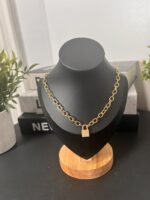 Non-Tarnish Stainless Steel Lock Necklace – Gold Plated - Image 2