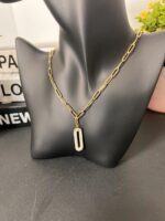 Non – Tarnish Stainless Steel Pendant Necklace – Paperclip Chain Design - Image 2