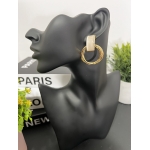 Chunky Beige & Gold Statement Hoop Earring