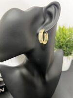 Gold Stainless Steel Cubic Zirconia Hoop Earring - Image 2