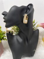 Luxury Rhinestone Pearl Drop Huggie Earrings - Image 2