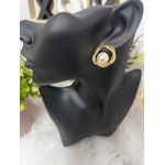 Elegant Gold-Tone Twisted Pearl Stud Earrings