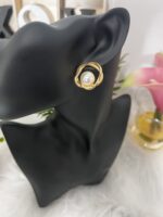 Elegant Gold-Tone Twisted Pearl Stud Earrings - Image 2