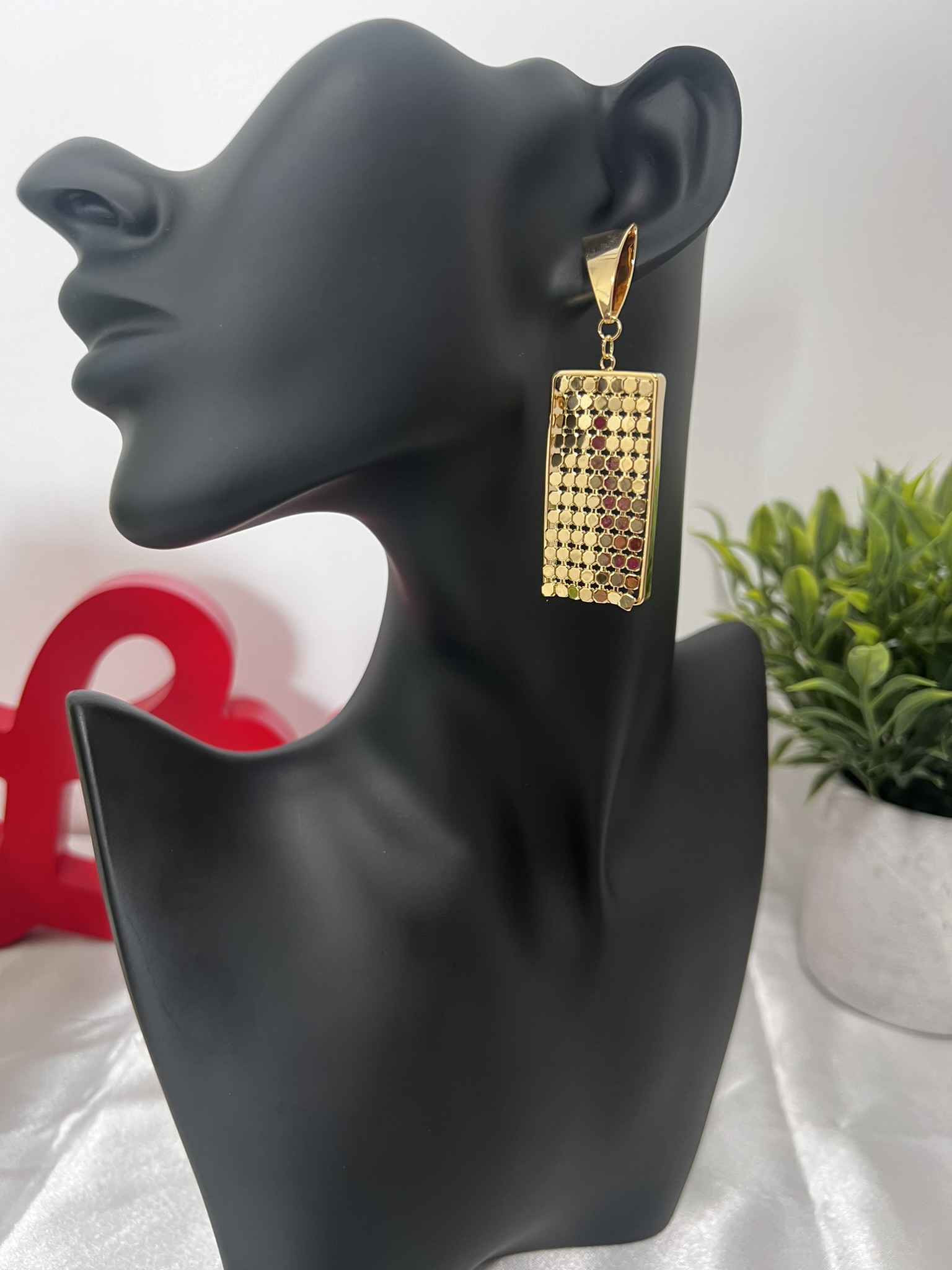 IMG_7983 Gold Geometric Dangle Statement Earring - Image 1