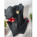 Gold Textured Dome Stud Earrings