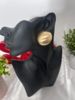 Bold Brushed Gold Dome Stud Earring - Image 2