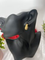 Triple-Bar Sleek Gold Mini Hoop Earring - Image 2