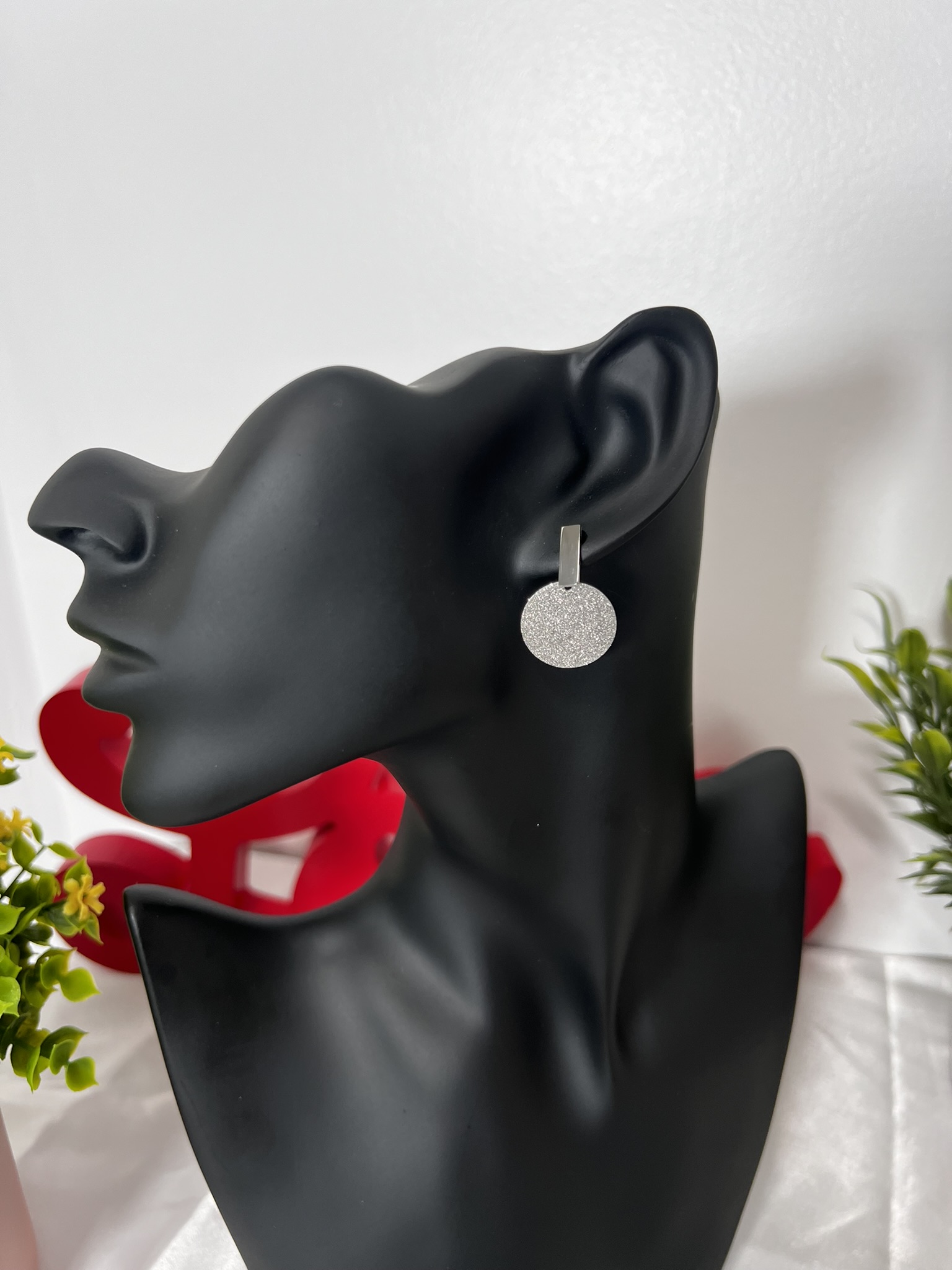 IMG_8028 Minimalist Frosted Disc Stainless Steel Earrings - Image 1