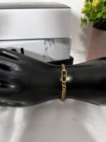 Stainless steel non-tarnish bracelet - Cuban chain with rectangular centerpiece - Image 3