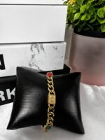 Stainless steel cuban link chain with center emblem platenon-tarnish bracelet - Image 3