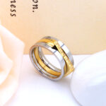 Stylish Two-Tone Stainless Steel Ring Set - Image 2