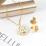 Elegant Round Emblem Stainless Steel Jewelry Set - Image 2