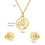 Elegant Round Emblem Stainless Steel Jewelry Set - Image 5