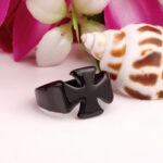 Black Stainless Steel Cross Statement Ring - Image 2