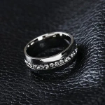 Stainless Steel Crystal Band Ring