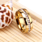 Non-Tarnish Stainless Steel Crystal Band Ring