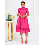Statement High-Neck Flare Dress