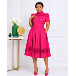 Statement High-Neck Flare Dress - Image 3