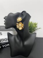 Gold Layered Floral Pearl Drop Earrings - Image 2
