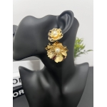 Gold Layered Floral Pearl Drop Earrings
