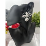 Silver Sculpted Floral Statement Earrings