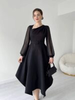 Elegant black midi dress - Image 4