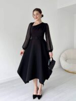 Elegant black midi dress - Image 3