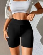 Classic black high-waisted biker shorts - Image 2