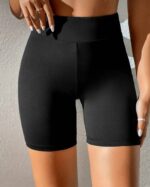Classic black high-waisted biker shorts - Image 4