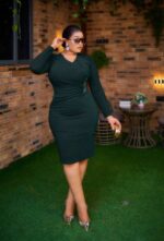 Bodycon grey long-sleeve dress - Image 2