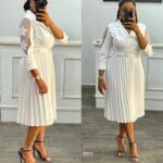 Fuchsia Pink Pleated Midi Dress - Image 4