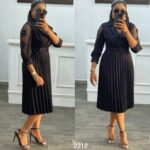 Fuchsia Pink Pleated Midi Dress - Image 2