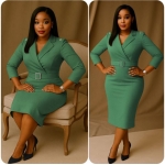 Classic Black Belted Pencil Dress - Image 3