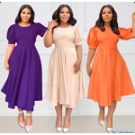 Blush Pink Fit-and-Flare Midi Dress