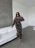 Cozy Chic Striped Knit Maxi Dress - Image 3
