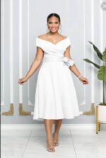 Elegant Off-Shoulder Midi Dress - Image 2