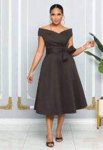 Elegant Off-Shoulder Midi Dress - Image 4
