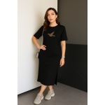 Black Casual Midi T-Shirt Dress