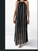 Black halter-neck maxi dress - Image 5
