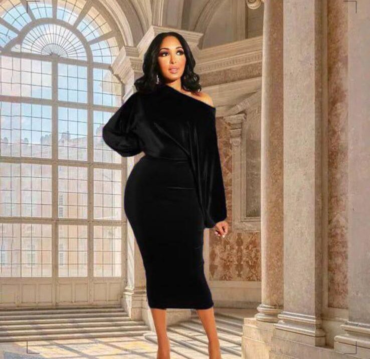 WhatsApp Image 2025-10-30 at 8.16.37 AM Elegant One-Shoulder Velvet Midi Dress - Image 1