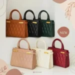 Luxury Quilted Handbag – Wine Red - Image 2